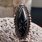 Taxco Mexican Mask 925 Sterling Silver Aztec Mayan Inca Face Tribal Large Ring Black Photo 9