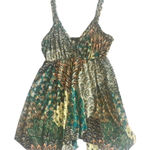 Moa Moa new  [McM] ❤︎ Sharkbite Hem Print Braided Strap Cami ❤︎ Mixed Green Print Photo 0