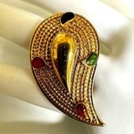 Vintage Avon PAISLEY Gold Tone RED BLUE GREEN ORANGE Brooch Photo 1