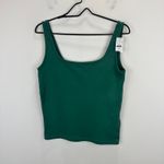 J.Crew Essential Squareneck Tank Top Cotton Basics Relaxed Green Medium NWT Photo 3