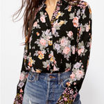 Free People  Hold On To Me Floral Printed Button Down Top Sz L Boho Photo 0
