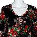 Pioneer Woman Shirt Womens Medium Black Red‎ Floral Flower Casual Bloomcore Photo 4