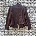 Waverly Grey chocolate brown faux leather blazer jacket western moto Size 6 Photo 3