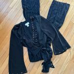 Cache  Vintage Womens Long Sleeve Ruffle Detail Jumpsuit Black Medium Photo 0