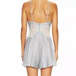 JONATHAN SIMKHAI pleated lattice linen romper in slate gray silk lining size 0 Photo 4