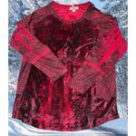Dress Barn  Long Sleeve Red Velvet pullover top Photo 1