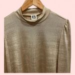 Anne Klein NWT golden shimmer mock neck puff sleeve top mermaid fairy vibes Photo 3