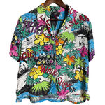 Jams World Vintage Waikiki Surf Print Button Down Shirt Womans Large Photo 0