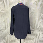 Equipment Rainbow Jeweled Collar Silk Button-Down Blouse Gray Size US Small Photo 7