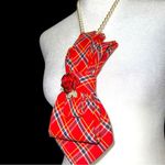 Elegant Red Plaid Necklace with Rose Accent Photo 2