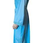 Veloso’s Gift Shop Vintage 70s Blue Boho Hippie Embroidered Mock Neck Maxi Dress Size 10 Photo 4