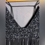 Free People  Girl Glitter Mini Slip Embellished Black Dress Medium Photo 8