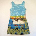 VTG Shannon Marie Dress Womens Medium 10 Hawaiian Sleeveless Ship Print 90s Blue Photo 1