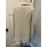 easel  heathered Ivory Cold Shoulder raw hem long sleeve tunic sweater size S/M Photo 6