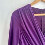 David Meister NWT  Eggplant  Ruched v-neck Longsleeve Cocktail Dress Size 2 Photo 3