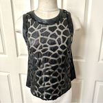 ASTR   sleeveless black tank top with faux leather animal print Photo 3