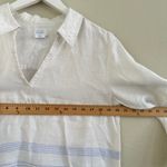 Sigrid Olsen Linen Popover Tunic Top Striped Button Size Medium Nautical Beach Photo 7