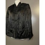 Reversible Satin Brocade Jacket Womens Small Black Ivory Mandarin Collar Frog Photo 2