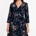 NWT 41 Hawthorn Dress Womens Navy Wrap Dress Floral Belted V Photo 1