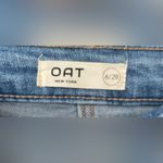 OAT New York Light Wash Denim Maxi Skirt Size 6/28 Slit Front Pockets Button Fly Blue Photo 4