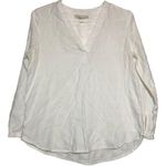 prAna Indra Top Organic Cotton Relaxed Henley Long Sleeve Keyhole White XS Photo 1