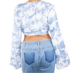 Hollister NEW  Blue White Cloud Tie Dye Long Bell Sleeve Crop Cardigan Size S Photo 2