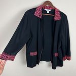 Ming Wang Cardigan Jacket Womens XL Black Coral Pink Open Front Knit 3/4 Sleeve Photo 3