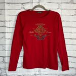Lauren Ralph Lauren Red Graphic Crewneck Long Sleeve Top Women’s S Y2K Preppy Photo 0