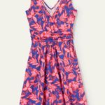 Boden Effie Dress Strawberry Daiquiri Wild Flora Blue Pink Floral Print 4R Size 4 Photo 1