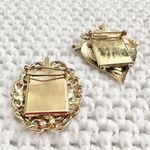 Vintage Antique Brass Gold Filigree Oval Heart Rose Picture Frame Brooch Pins Photo 3