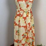 70s Vintage Homemade Boho Floral High Neck A Line Maxi Dress Small Yellow Photo 0