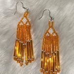 Native American Beaded Tassel Earrings Orange Photo 3