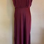 Lulus Classic Elegance Wine Satin Sleeveless Mock Neck Maxi Dress Red Size L Photo 0