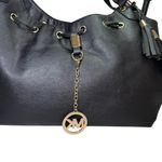 Michael Kors Large Black Leather Tote Bag with Tassels & MK Charm — Classic Hobo Photo 1
