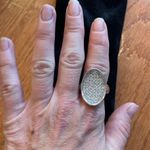 Lia Sophia "Socialite" Silver Tone Oval Ring w/Cut Crystals Center Size 8 Photo 0