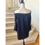 Tibi Denim Off the Shoulder Tunic Length Blouse Photo 2