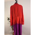 Novalux Maxi Dress Women Burnt Orange Purple Tie Dye Twist Front Plunge V Neck Size M Photo 6