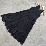 J.Crew Women’s Tiered Knit Midi Dress Sleeveless With Eyelet Trim in Black XS Photo 2