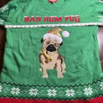 Holiday Traditions Bah Hum Pug Christmas Sweater Sequin Pug Dog Snowflake L Green Size L Photo 7