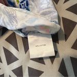 Beach Time Size S Vibrant Multicolor Abstract Floral Print Ruffle Split Neck Top Blue Photo 6