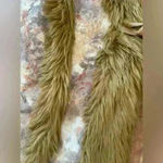 Tapestry vegan floral vintage hippie vest with faux fur Tan Size undefined Photo 2
