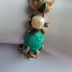 Vintage Hargo Creations unsigned faux jade nugget baroque pearls bracelet Green Photo 8