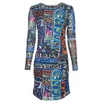 Desigual  Vest Lettering Long Sleeve Mini Dress in Blue, Size L​​ Photo 2