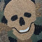 Moyna Fully Beaded Satin Back‎ Camouflage Skull Crossbody Gold Photo 2