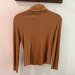 Joie  Ribbed Knit Stretch Pima Cotton Turtleneck Tan Small Photo 3