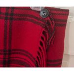 VTG Plaid Wool Blend Fringe Wrap Skirt Red Black 12P Holiday Christmas Academia Photo 3