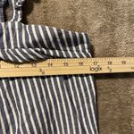 Old Navy  Shirt Womens Medium Linen Ruffle Trim Sleeveless Tank Top Blue Striped Photo 7