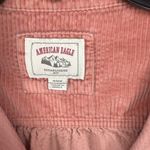 American Eagle  Women's Dusty Pink Rose Corduroy Puff Sleeve Button Down Photo 1