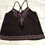 Maurice's Tank Top Womens L Black Rayon Embroidered Lightweight Boho Flowy New Photo 8
