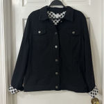 Isaac Mizrahi Isaac‎ Mizrahi Live! Black Button Up Gingham Check Cuffs Knit Short Jacket Sz XL Photo 0